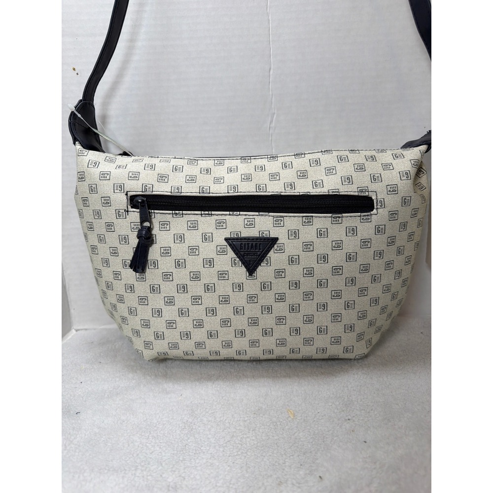 NWT VTG 90s Gitano Crossbody/ Shoulder Bag Womens Cream Black Monogram Signature - Picture 2 of 8